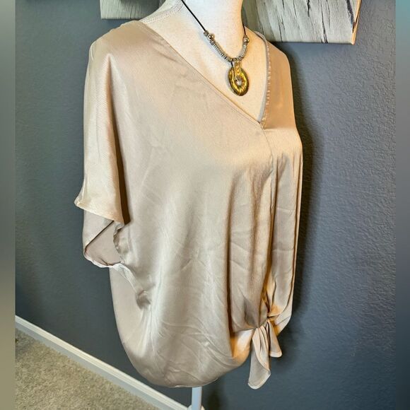 Modern Works V-neck Wide Sleeve Tie Front Blouse - Picture 4 of 5